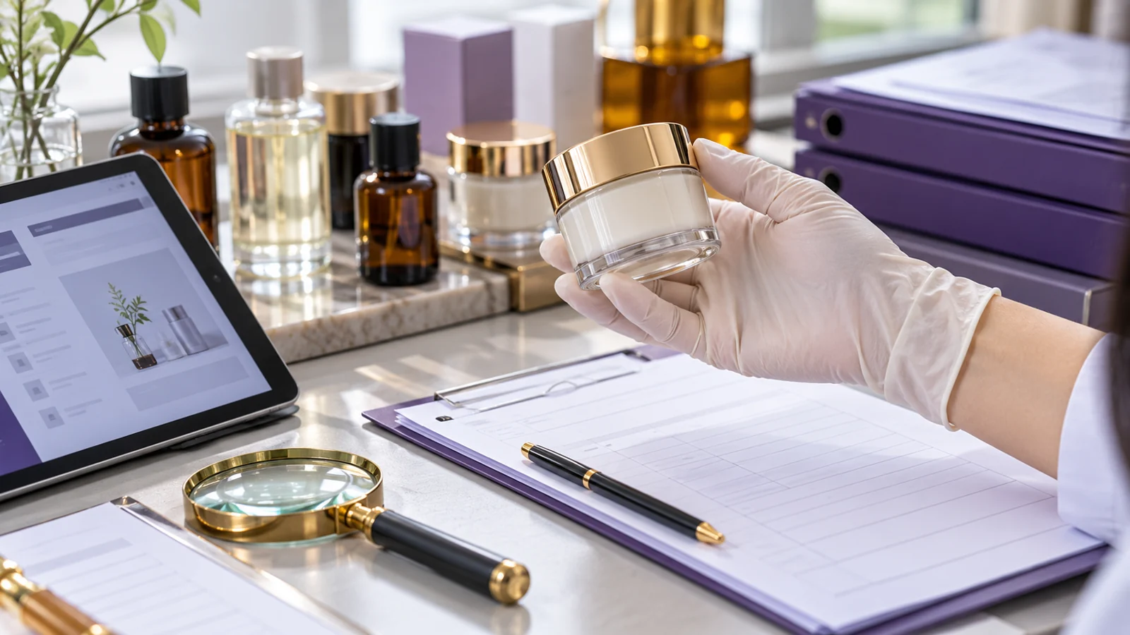 Cosmetic ingredient and quality documentation concept